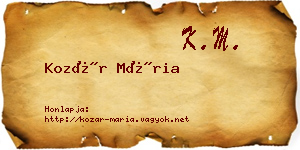 Kozár Mária névjegykártya