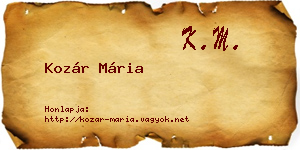 Kozár Mária névjegykártya